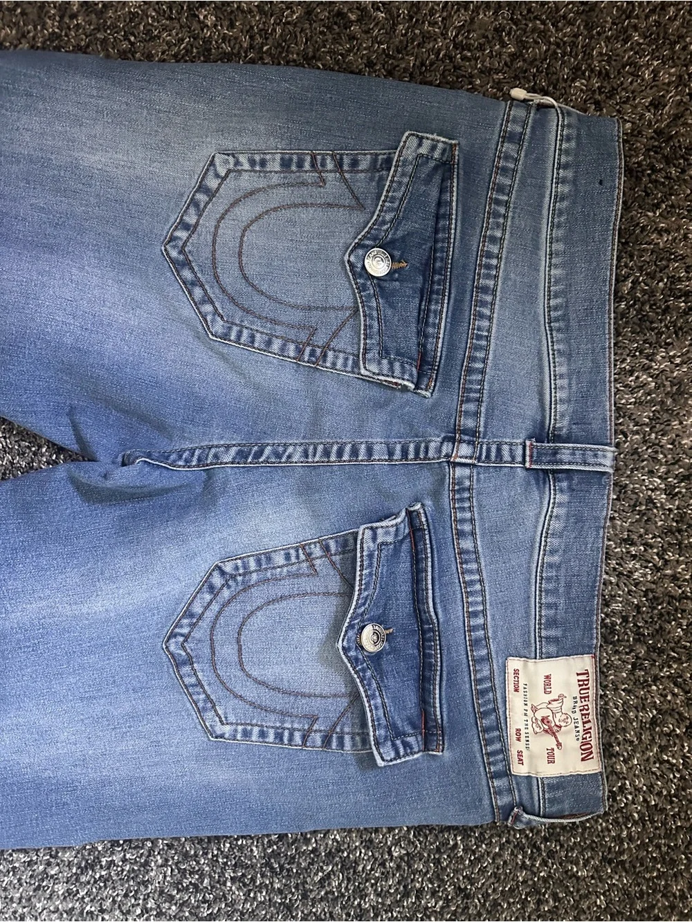 True Religion Straight Fit Jeans in Faded Blue